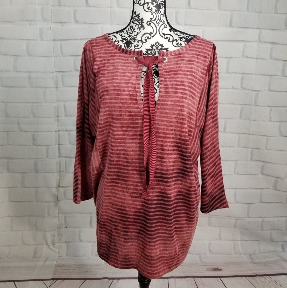 Lane Bryant size 16 strip print blouse stretch